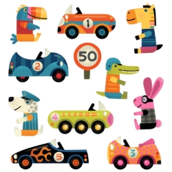 Djeco Cars - herbruikbare stickerset - vanaf 18 maanden