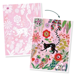 Djeco Wilde dieren - Colouring Gallery - kleurposterset - van 8 tot 99 jaar